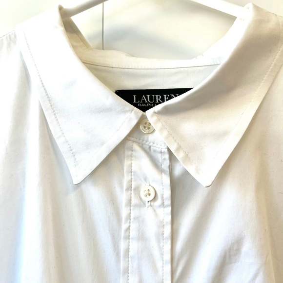 Lauren Ralph Lauren White Twist-Front Cotton Shirtdress Size 18 - Picture 10 of 15